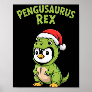 Funny Penguin T-rex Costume Christmas Kids Boys Poster