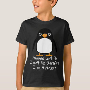 Funny Penguin T Shirt Cool I Can't Fly Animal Love