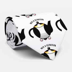 Funny penguin teapot tie