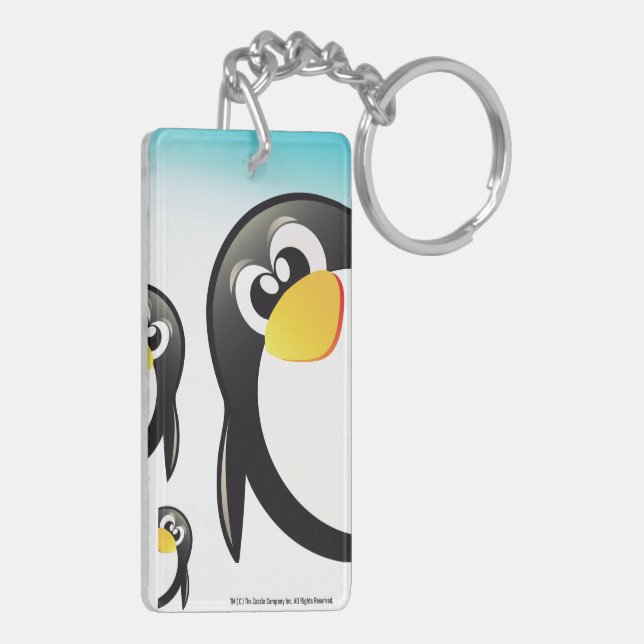 "Funny Penguins" Acrylic Keychain (double-sided) (Back Left)