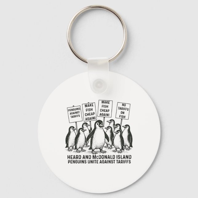 Funny Penguins Against Tariffs Heard Island Pengui Key Ring (Front)
