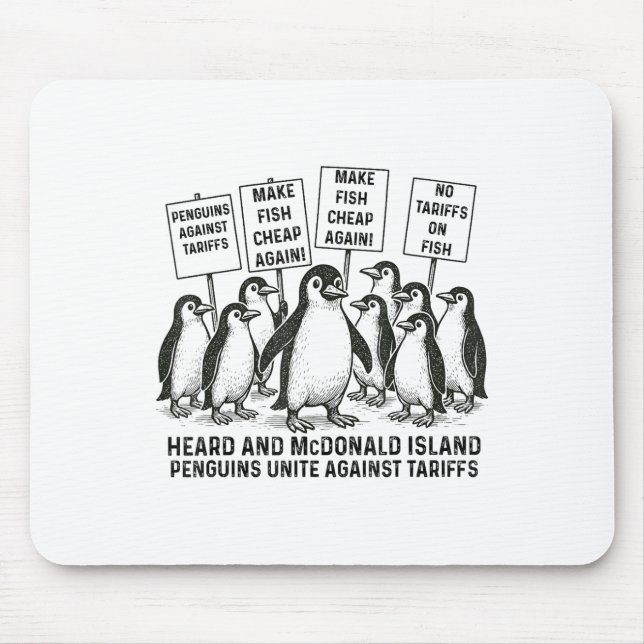 Funny Penguins Against Tariffs Heard Island Pengui Mouse Pad (Front)