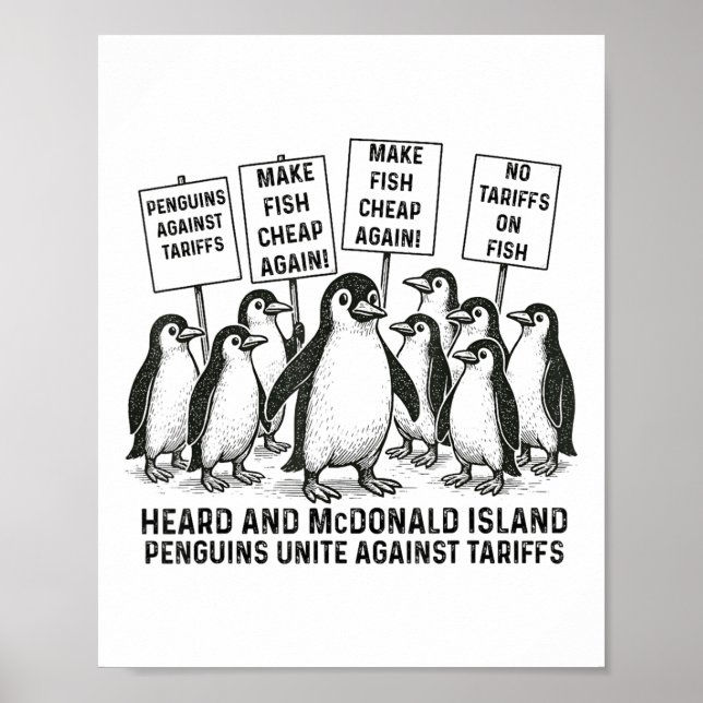 Funny Penguins Against Tariffs Heard Island Pengui Poster (Front)