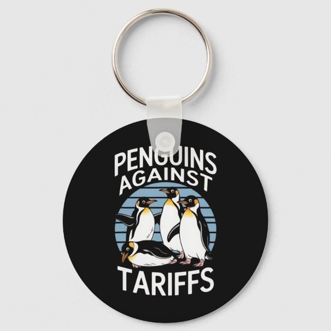 Funny Penguins Against Tariffs Liberation Day Wome Key Ring (Front)
