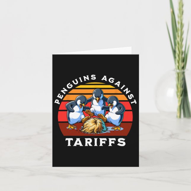 Funny Penguins Against Tariffs Resist Protest Men  Card (Front)