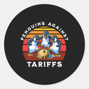 Funny Penguins Against Tariffs Resist Protest Men Classic Round Sticker