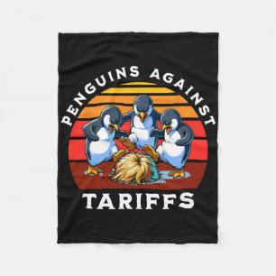 Funny Penguins Against Tariffs Resist Protest Men Fleece Blanket