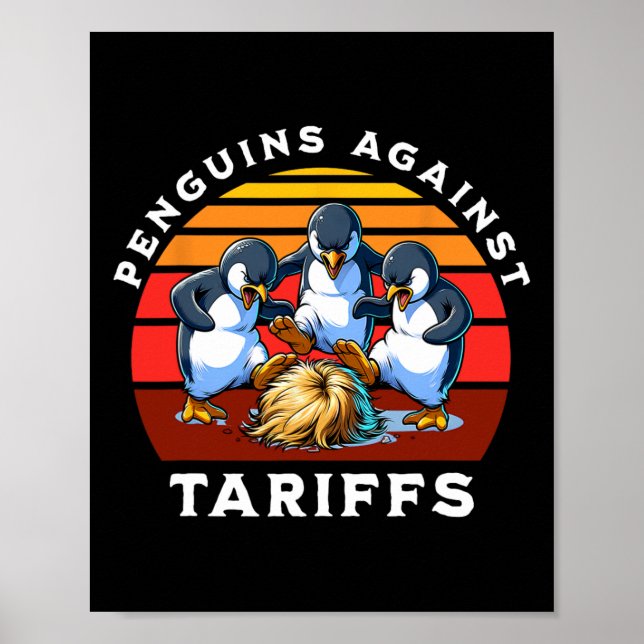 Funny Penguins Against Tariffs Resist Protest Men  Poster (Front)