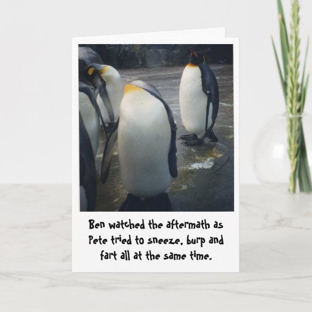 funny penguins birthday card (Front)