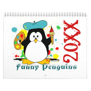 Funny Penguins Calendar Cartoon