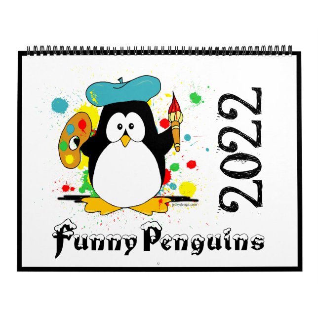 Funny Penguins Cartoon Art Large 2022 Calendar (Cover)