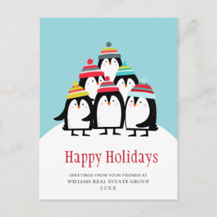 Funny Penguins Christmas Corporate Greeting  Postcard
