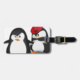 Funny penguins design luggage tag