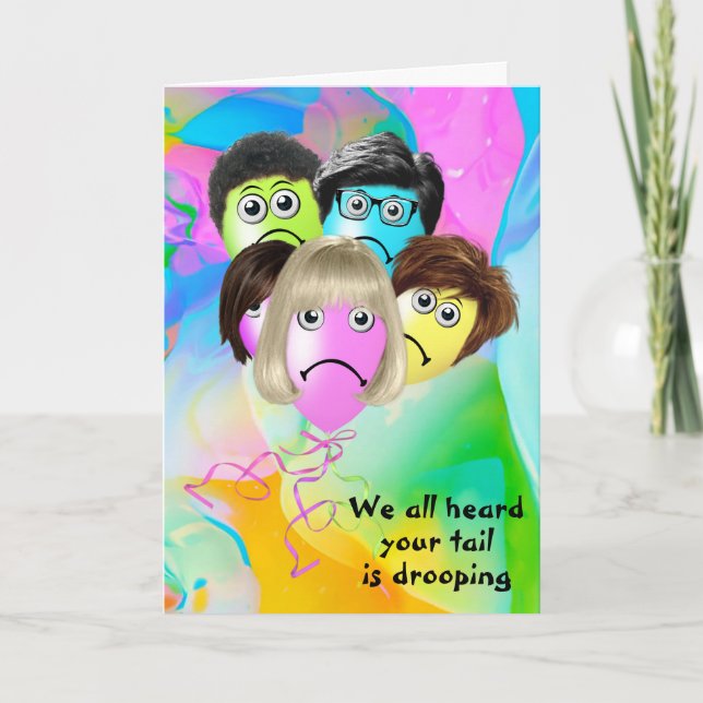 Funny People Balloons Get Well  Card (Front)