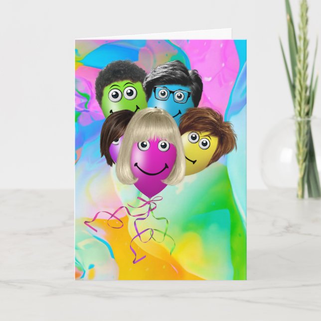 Funny People Birthday Balloons from Group  Card (Front)