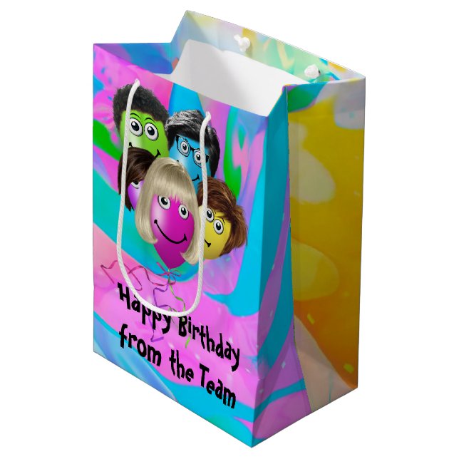 Funny People Birthday Balloons  Medium Gift Bag (Front Angled)