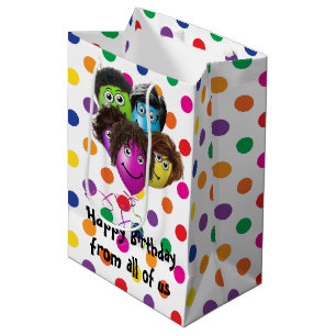 Funny People Birthday Balloons on Dots Medium Gift Bag