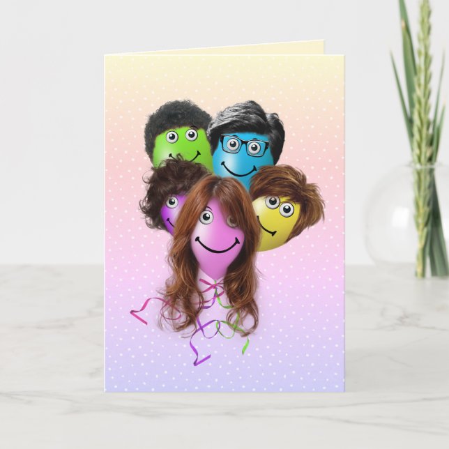 Funny People Birthday Party Balloons Card (Front)
