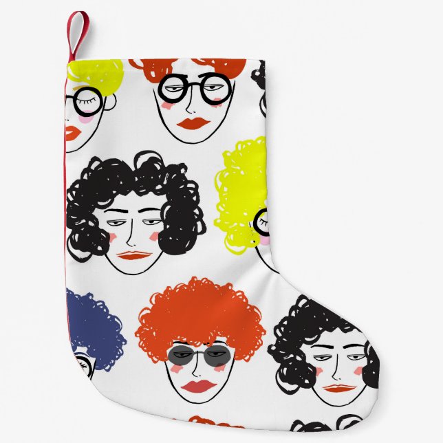 Funny people crowd: seamless design. small christmas stocking (Front)