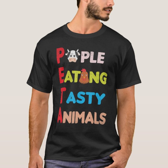 Funny People Eating Tasty Animals  - PETA Parody G T-Shirt (Front)