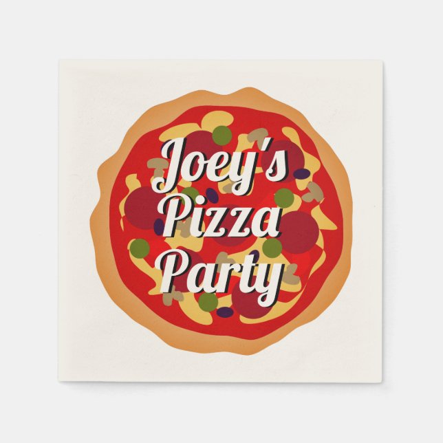 Funny pepperoni pizza custom Birthday party Napkin (Front)