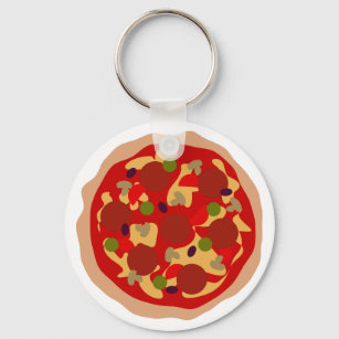 Funny pepperoni pizza custom round button keychain