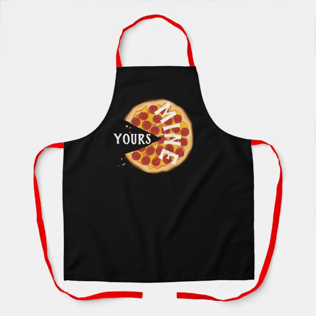 Funny pepperoni pizza cute foodie red black apron (Front)