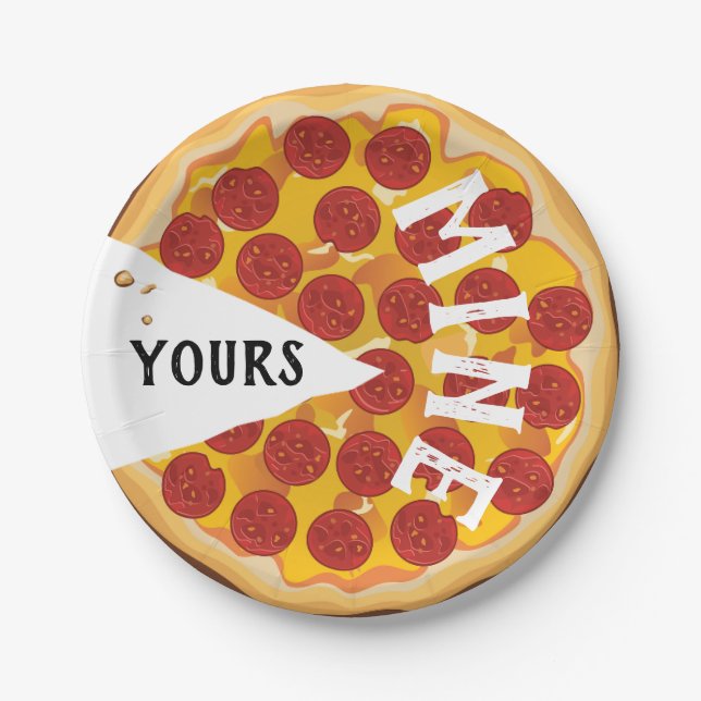 Funny pepperoni pizza cute paper plate (Front)