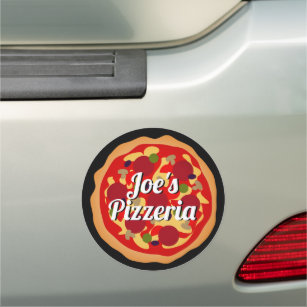 Funny pepperoni pizza pizzeria restaurant name car magnet