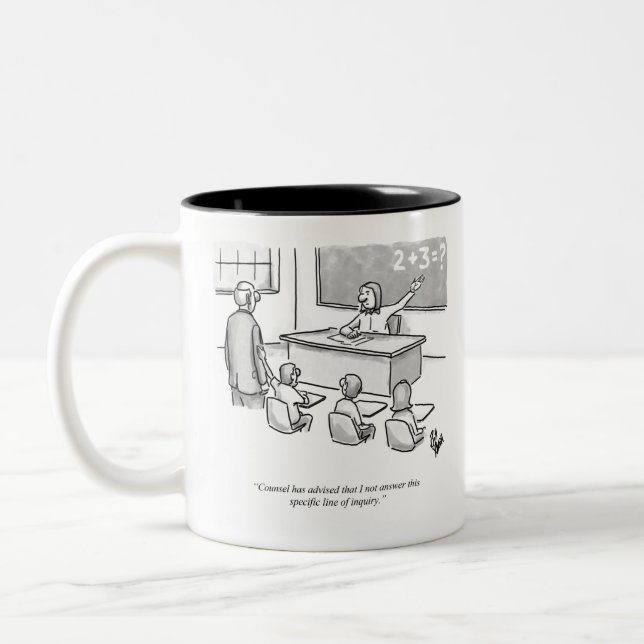 Funny Percenters Classroom Lawyer Cartoon Humour Two-Tone Coffee Mug (Left)