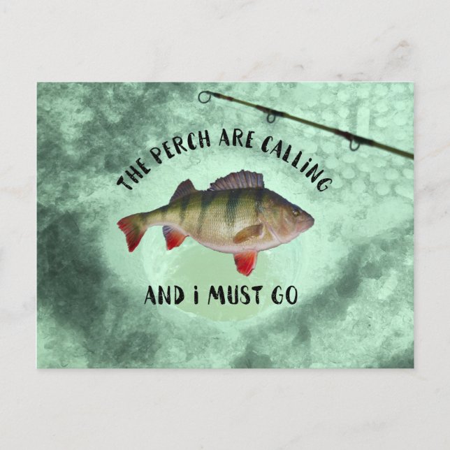 Funny Perch Fishing Quote Postcard (Front)