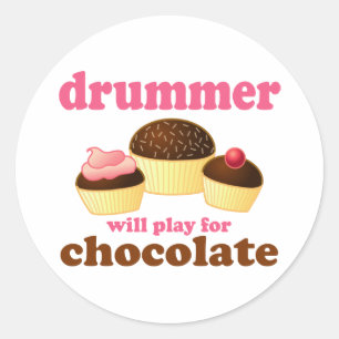Funny Percussion Drummer Classic Round Sticker