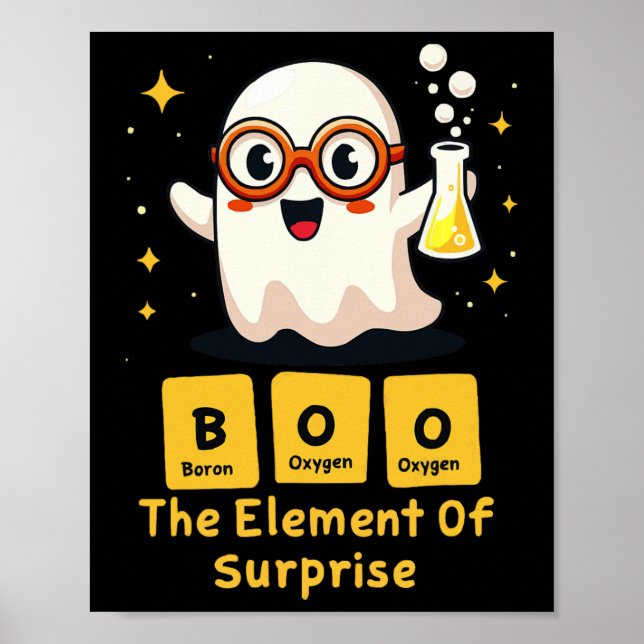 Funny Periodic Table Chemistry Ghost Nerd Boo Hall Poster (Front)