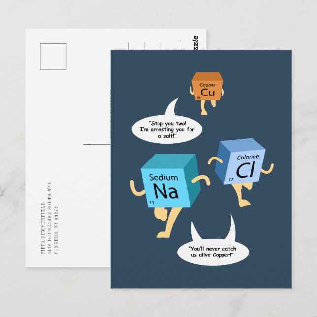 Funny Periodic Table Chemistry Humour Birthday Gag Postcard (Front/Back)