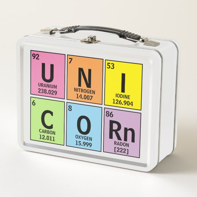 Funny Periodic Table of Elements Unicorn Rainbow Metal Lunch Box (Front)