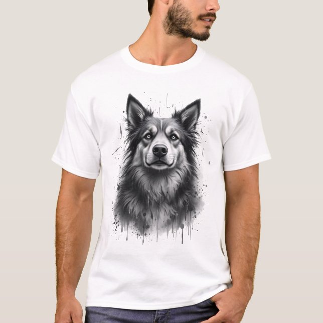 Funny Personal Stalker Long-Haired Black German Sh T-Shirt (Front)