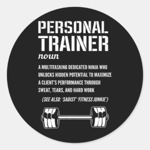 Funny Personal Trainer Definition Fitness Coach Classic Round Sticker