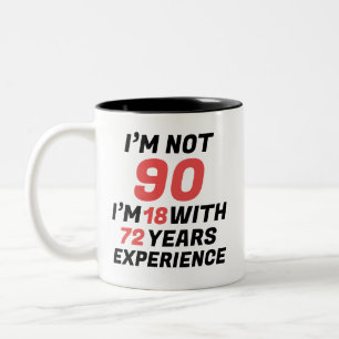 Funny Personalised 90th Birthday Experience Two-Tone Coffee Mug