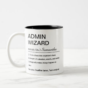 Funny Personalised Admin Wizard Definition Two-Tone Coffee Mug