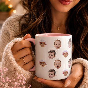 Funny Personalised Baby Face 2 Photos Mug