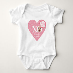 Funny Personalised baby face baby wear  Pink Heart Bodysuit