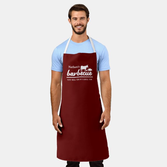 Funny Personalised Barbecue Chef Apron (Worn)