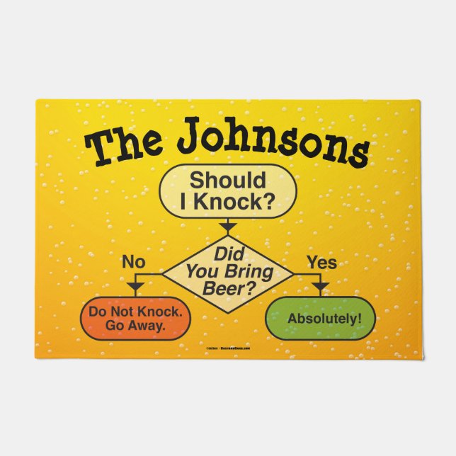 Funny Personalised Beer Flow Chart Doormat (Front)
