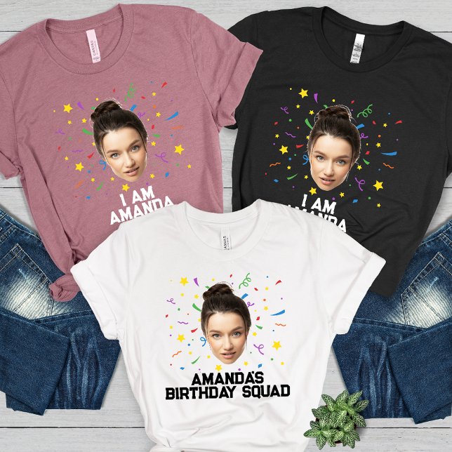Funny Personalised Birthday Party Custom Photo Tri-Blend Shirt (Creator Uploaded)