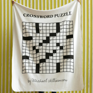 Funny Personalised Black White Crossword Puzzle Fleece Blanket