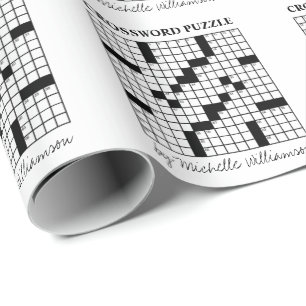 Funny Personalised Black White Crossword Puzzle Wrapping Paper