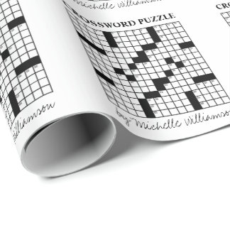 Funny Personalised Black White Crossword Puzzle Wrapping Paper