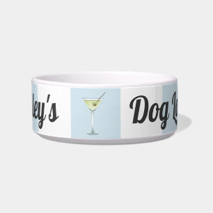 Funny Personalised Blue Stripes Dog Lounge Bowl