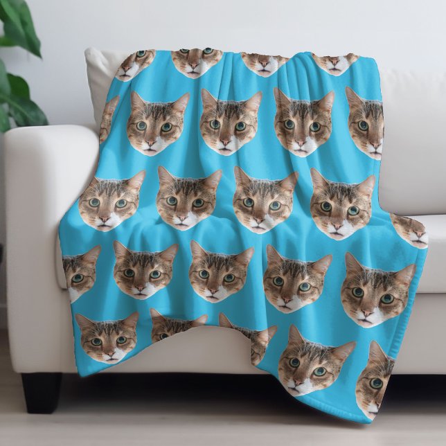 Funny Personalised Cat Face Fleece Blanket (Funny Personalized Cat Face Fleece Blanket
)