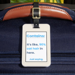 Funny Personalised Cat Parent Luggage Tag Blue